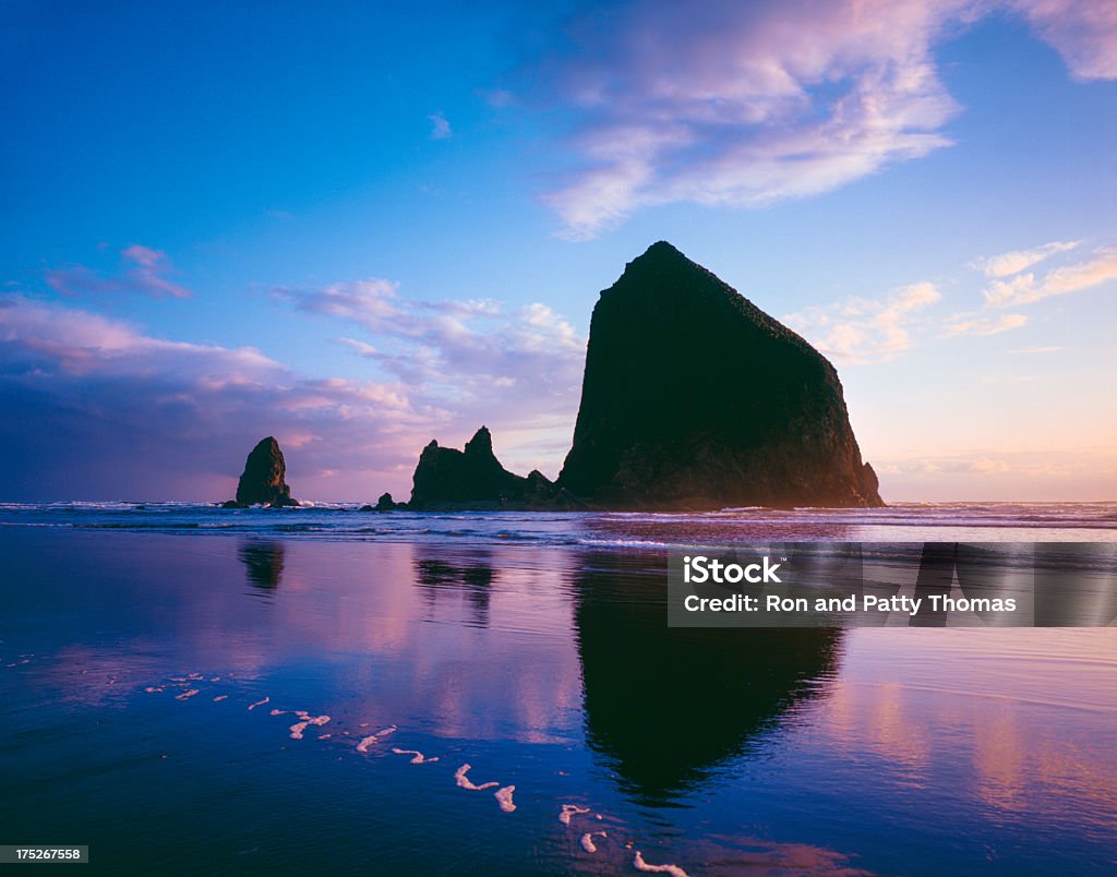Oregon Coastline Haystack Rock at Cannon Beach, Oregon Oregon Coast Stock Photo