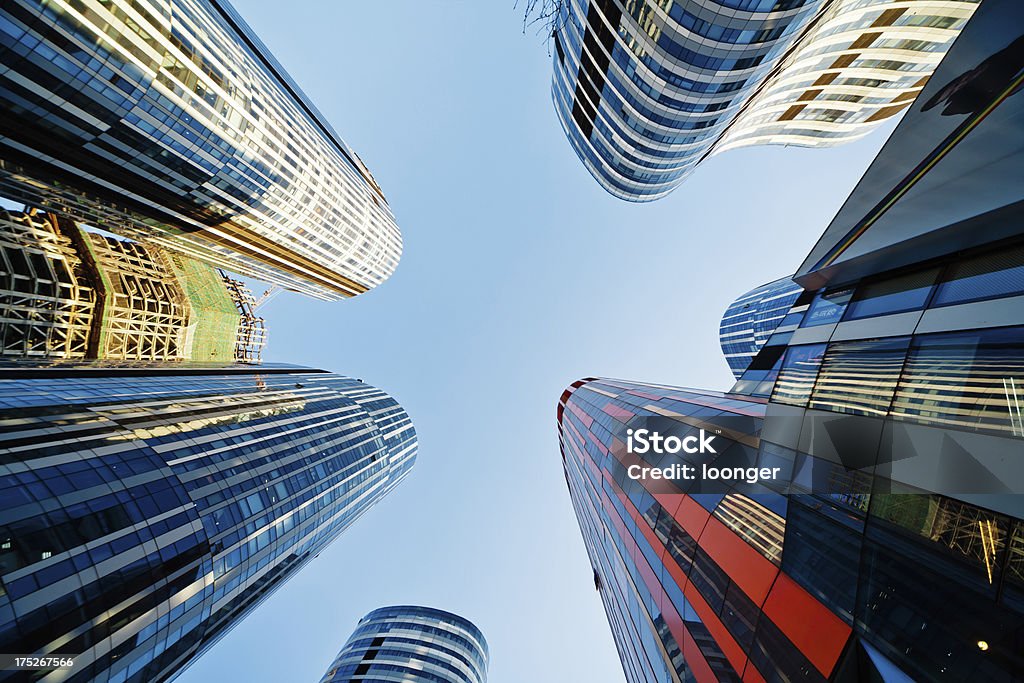 Grattacieli nel distretto centrale di Pechino vista dal basso - Foto stock royalty-free di Affari