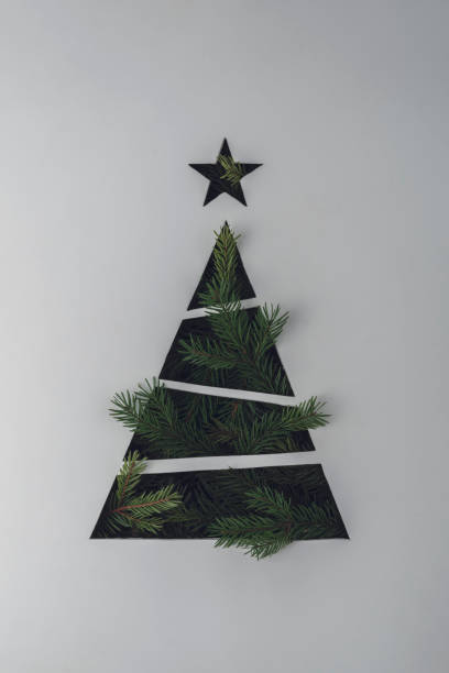 istock Creative concept for Christmas and new year. Christmas tree in triangle shape with sharpening Christmas tree branches. 1752681210