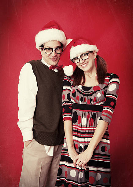 istock Vintage Christmas Nerd Couple Portrait 175268659