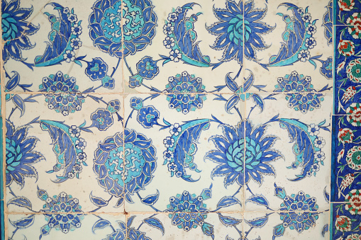 the Turkish ceramic tiles from eyupsultan Mosque, Istanbul,