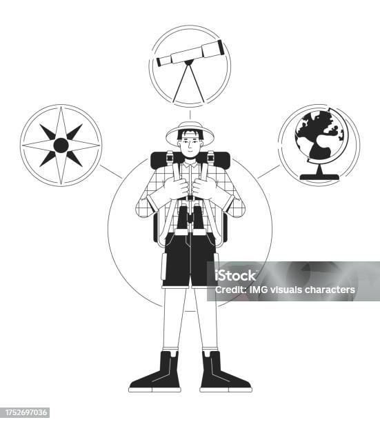 Explorer Peson Explorer Person Archetype Bw Concept Vector Spot Illustration Stock ...