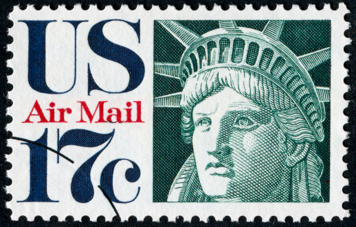 Cancelled Stamp From The United States Featuring The Statue Of Liberty