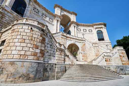 Detail of the marble stairs of the hall of Palazzo Anguizzola di Grazzano, Piacenza, Italy