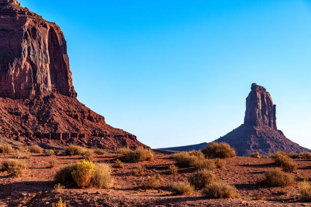 The unique and beautiful landscape of Monument Valley along the borders of Utah and Arizona in America's southwest desert.