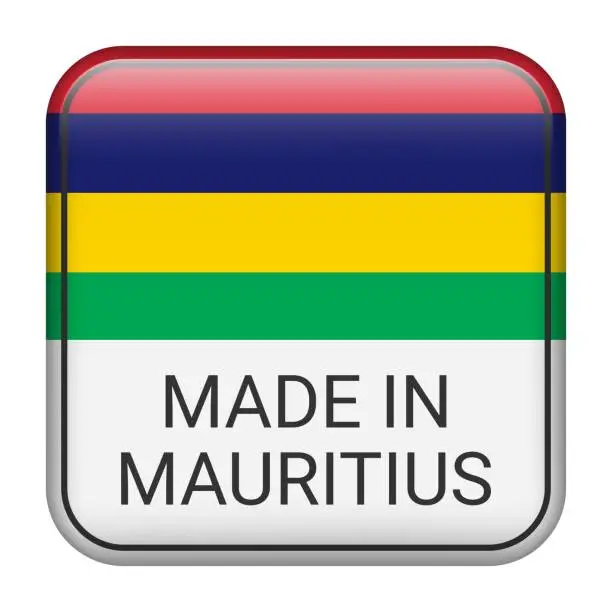 Vector illustration of Made in Mauritius badge vector. Sticker with stars and national flag. Sign isolated on white background.