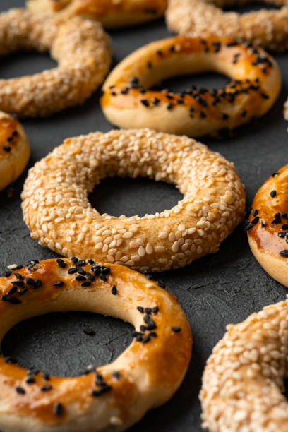 istock Turkish snack kandil bagel on the black background 1752735673