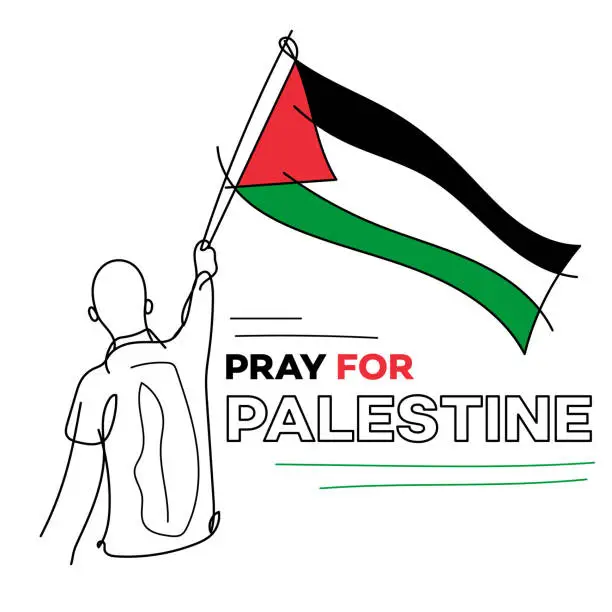 Vector illustration of Palestine - Pray for Palestine, Palestinian Flags, Palestine and Israel War