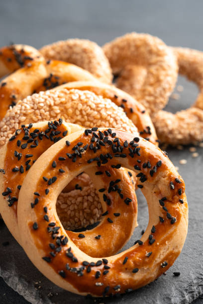 istock Turkish snack kandil bagel on the black background 1752745788