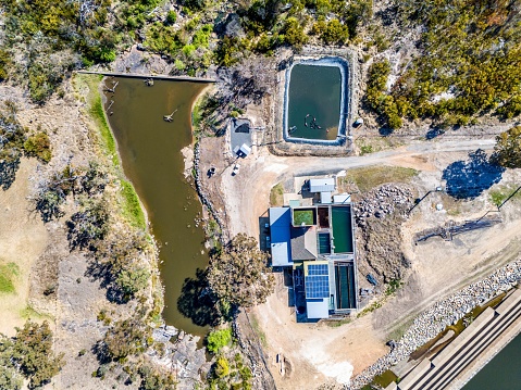 A top view of the of a Water Treatment Plant, taken at Tenterfield, New South Wales, Australia