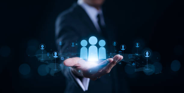 istock Customer Relationship Management Concept. Businessman showing technology global customer service network infrastructure. Client communication, Social media, Digital marketing online, Business partner, 1752754873