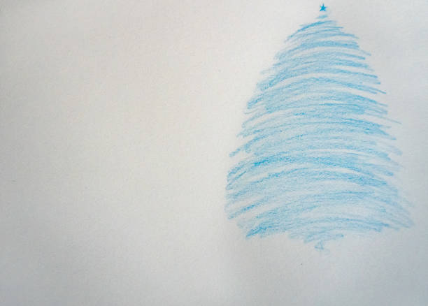 雪の中で青いクリスマスツリーを飾りました。碑文の場所。 - tree symbol watercolour paints watercolor painting ストックフォトと画像