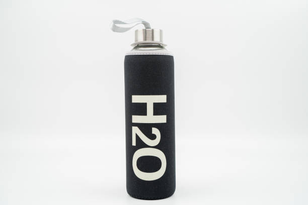 istock Black thermos with H2O text on white background isolated. 1752834743