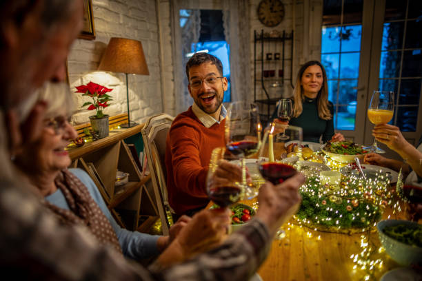 istock Family enjoying in Christmas dinner at home 1752880973