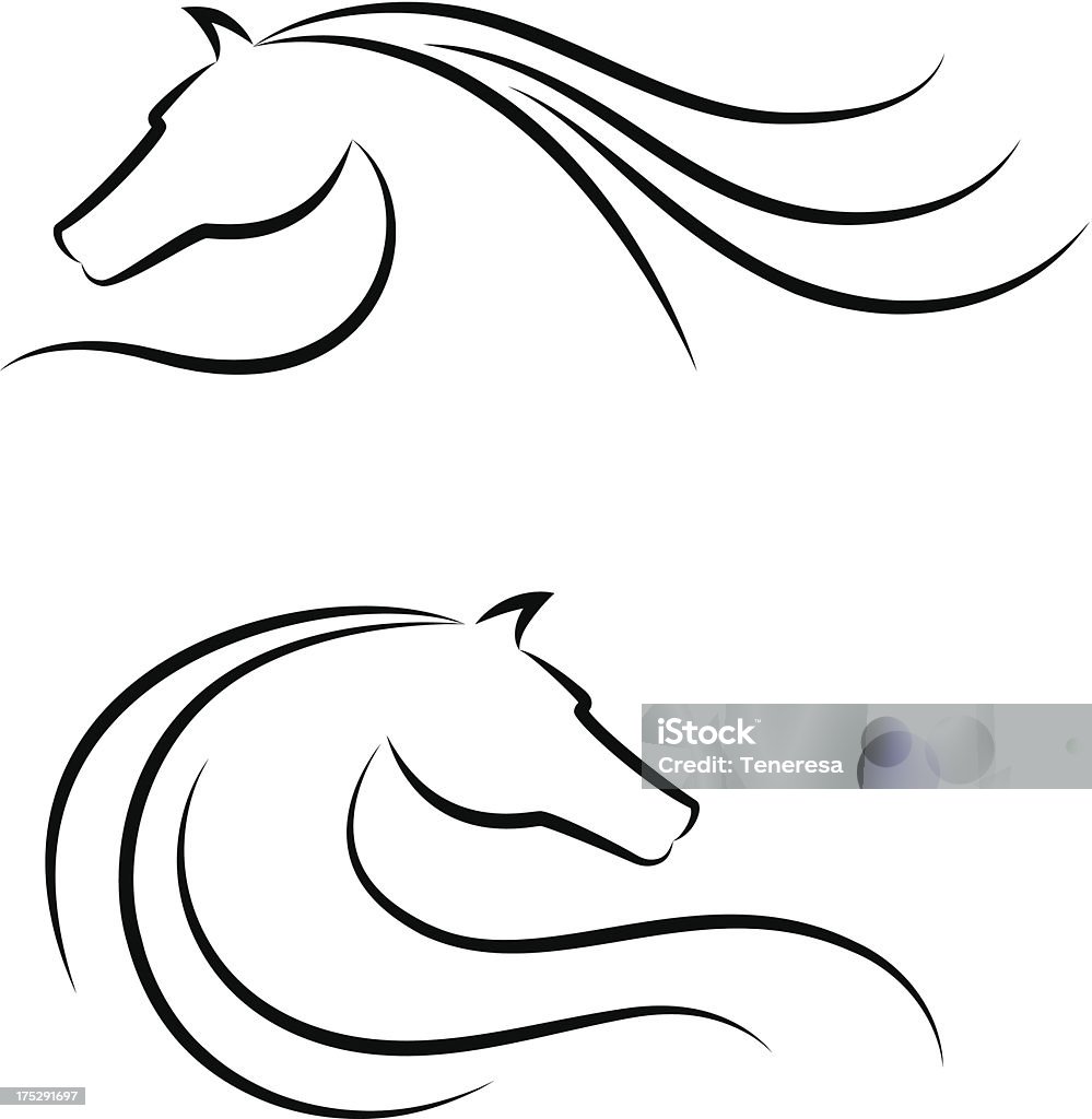 set di emblema della testa di cavallo - arte vettoriale royalty-free di Cavallo - Equino