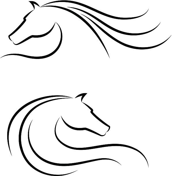 Horse head emblem set Horse head emblems. Editable vector set. EPS 10 horse outlines silhouette stock illustrations