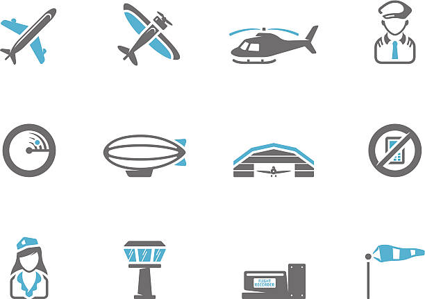 duotone icons - aviation - spy balloon stock illustrations
