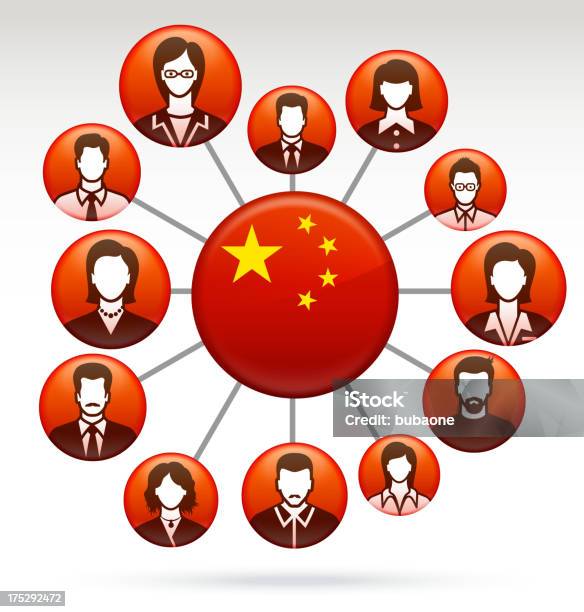 Ilustración de China Y China Negocios Concepto De Red Pública y más Vectores Libres de Derechos de Bandera china - Bandera china, Cara humana, China