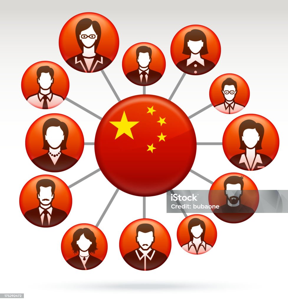 中国と中国のパブリックネットワークビジネスコンセプト - アイコンのロイヤリティフリーベクトルアート