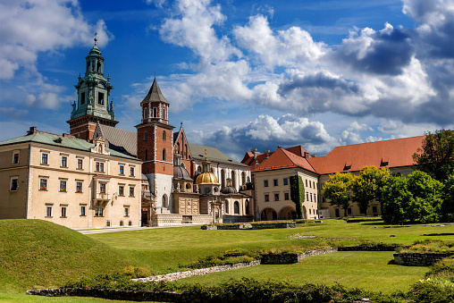 Krakow, Poland - May 29, 2023: Wawel cathedral and castle in Krakow, Poland