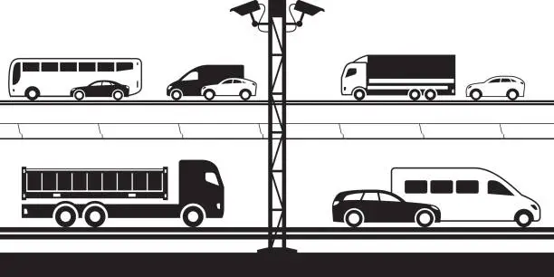 Vector illustration of Traffic enforcement cameras on road
