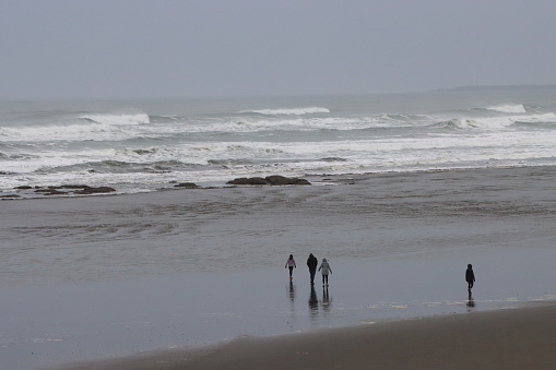On the beach during a winter storm of crashing waves at Kalaloch