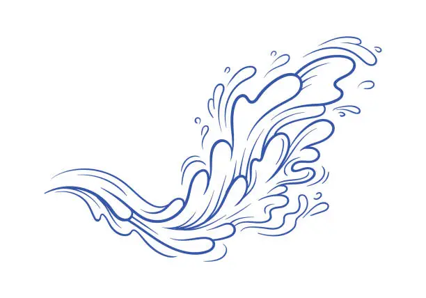 Vector illustration of Water splash blue minimalistic sketch vector