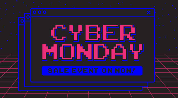 Cyber Monday Sale web banner design with typography design - ilustração de arte vetorial