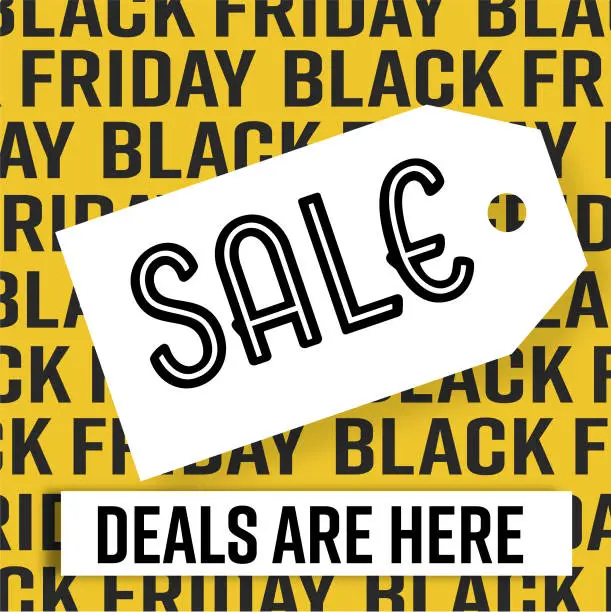 Vector illustration of Black Friday Sale web banner design with price tag typography design