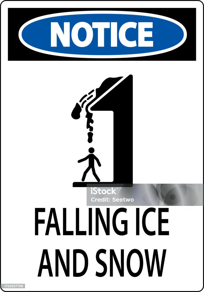 Ice And Snow Warning Sign Caution Falling Ice And Snow Sign Stock ...