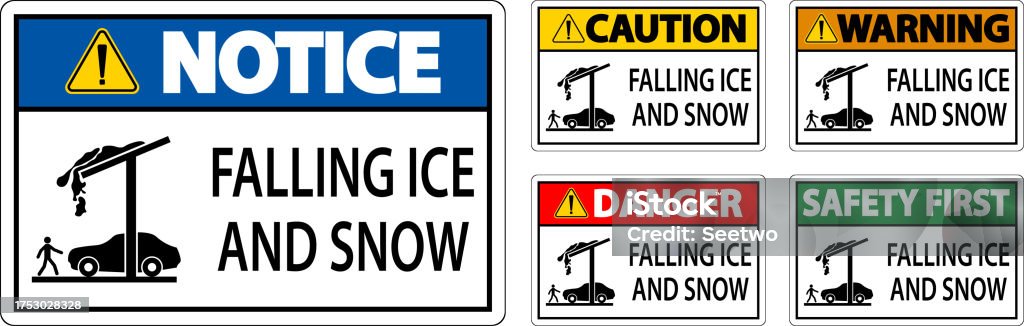 Ice And Snow Warning Sign Caution Falling Ice And Snow Sign Stock ...
