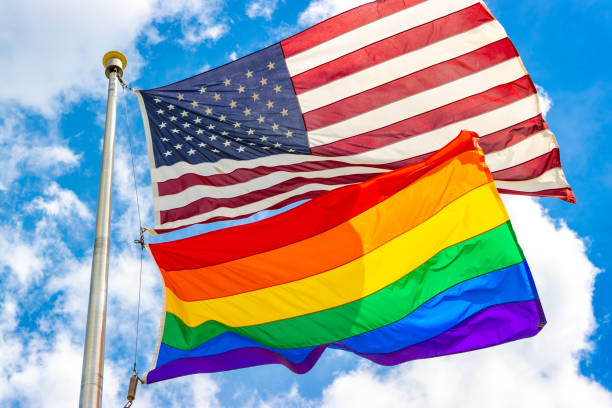 istock Pride flag and American flag 1753030050