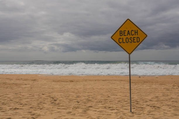 istock Beach closed sign, Manly Beach Sydney Australia 1753089910