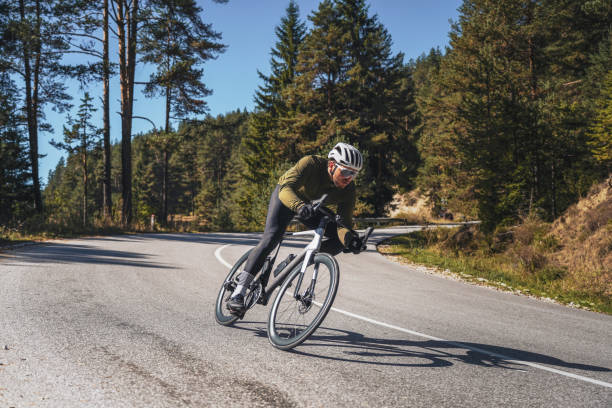 istock Cyclist riding on a mountain roadway. 1753101748