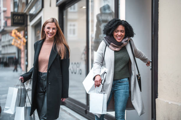 istock Joyful Attractive Women Shopping Together 1753121700