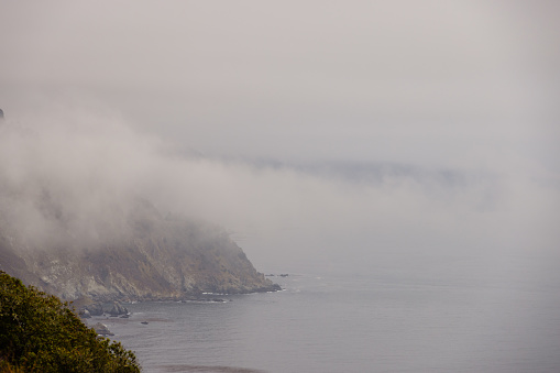 Big Sur is a scenic portion of the California coastline of the Pacific Ocean in near Monterey.