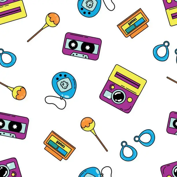 Vector illustration of Seamless pattern nostalgia of the 90s