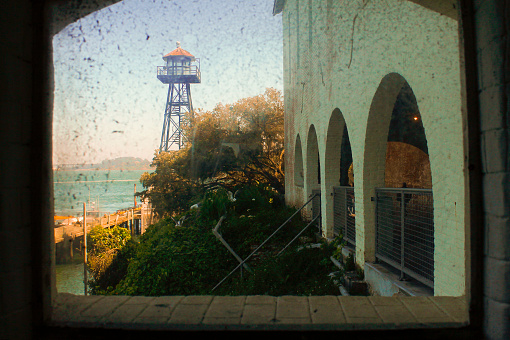 A view from a window inside Alcatraz Federal Prison.