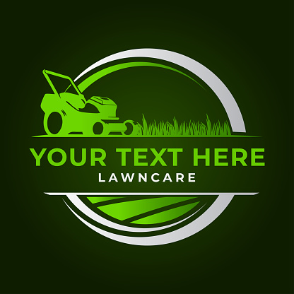 Landscaping maintenance logo design template. Lawn mower logo vector clipart.