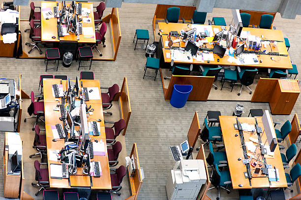 istock Office Space With Wooden Tables and Computers 175322188