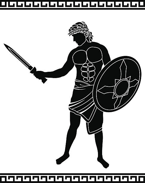 старинный swordsman - gladiator sword warrior men stock illustrations