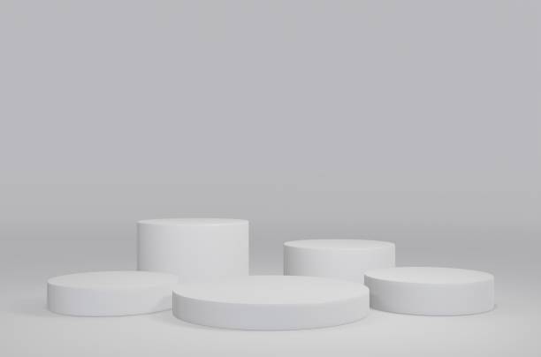 istock Product display stand on white background.Abstract grey backdrop concept.Geometric platform show cosmetic product.Podium on white background.Stage showcase.Minimal mockup 3D render 1753264584
