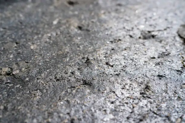 Close up detail of shiny black volcanic rock texture taken in Lassen Volcanic National Park