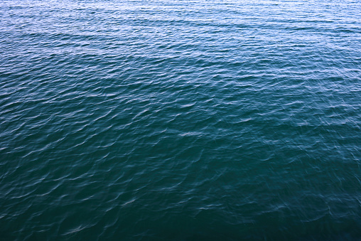 High angle view of seawater surface texture background of the deep sea.