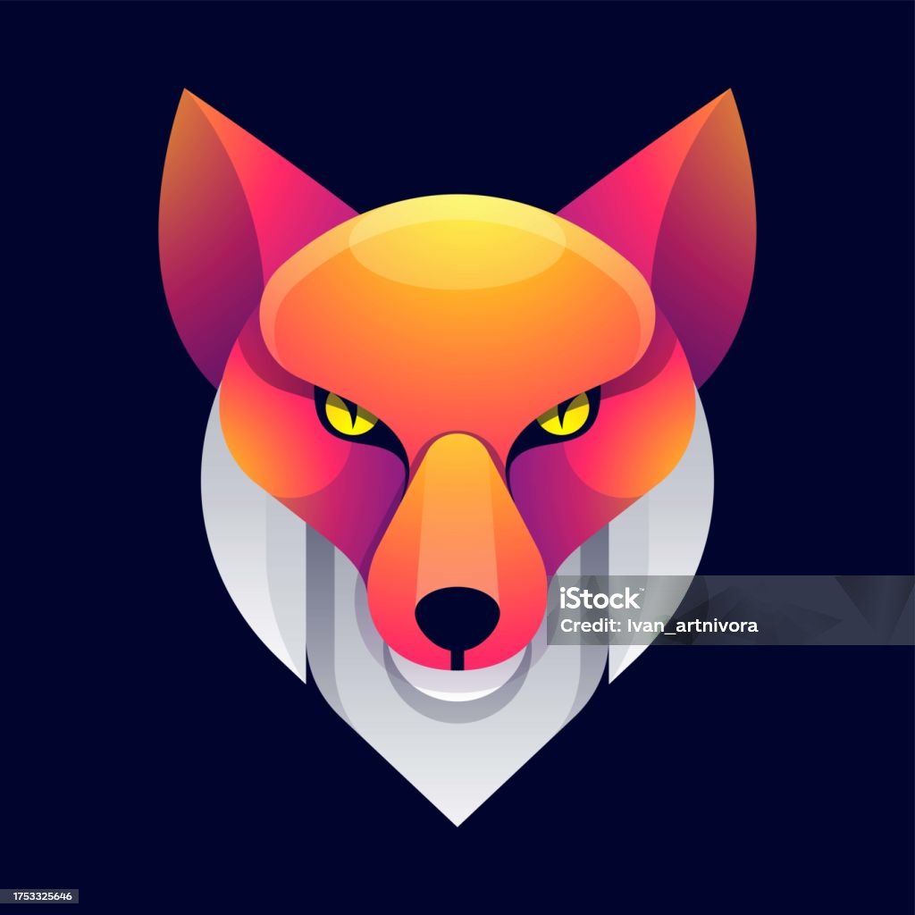 Mean Fox Vector Vector Illustration Fox Gradient Colorful Style Stock Illustration ...