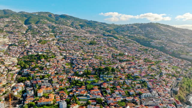 Aerial view Funchal city in Madeira island Portugal. located in Atlantic ocean.