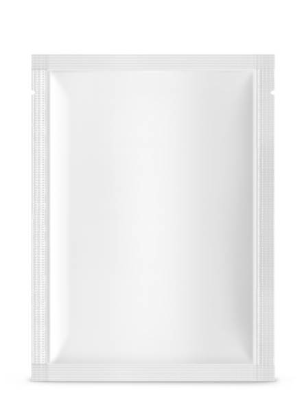 Empty product packaging bag mockup isolated on white background.