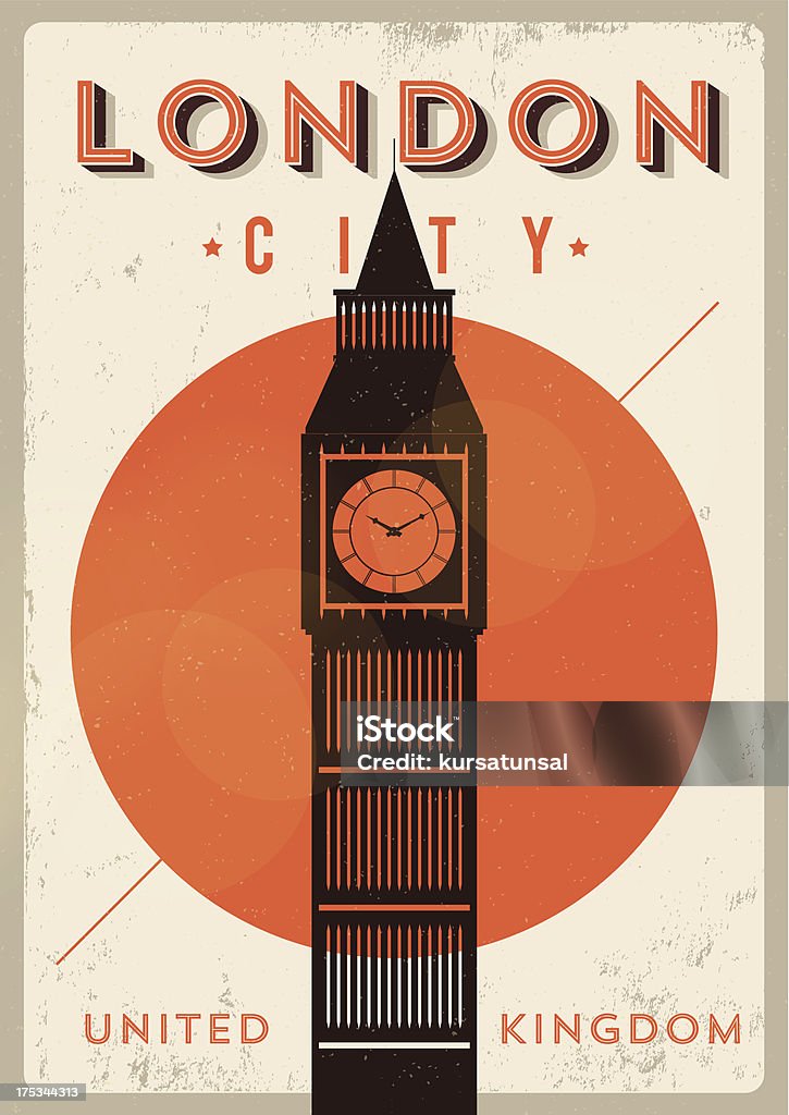 Vintage Big Ben, London City Poster EPS 10, easily editable. London - England stock vector