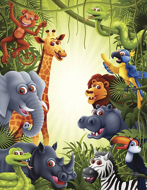 Vector illustration of Jungle Animals