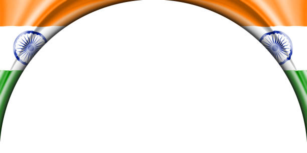 abstract illustration. India flag 2 side. white background space for text or images. Semi-circular space.